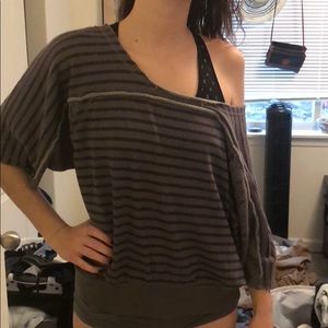 Purple and gray sweater with lace